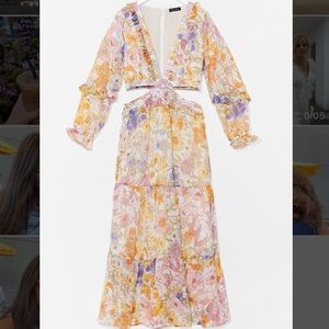 Nasty Gal Floral Maxi Dress w/ Cutout